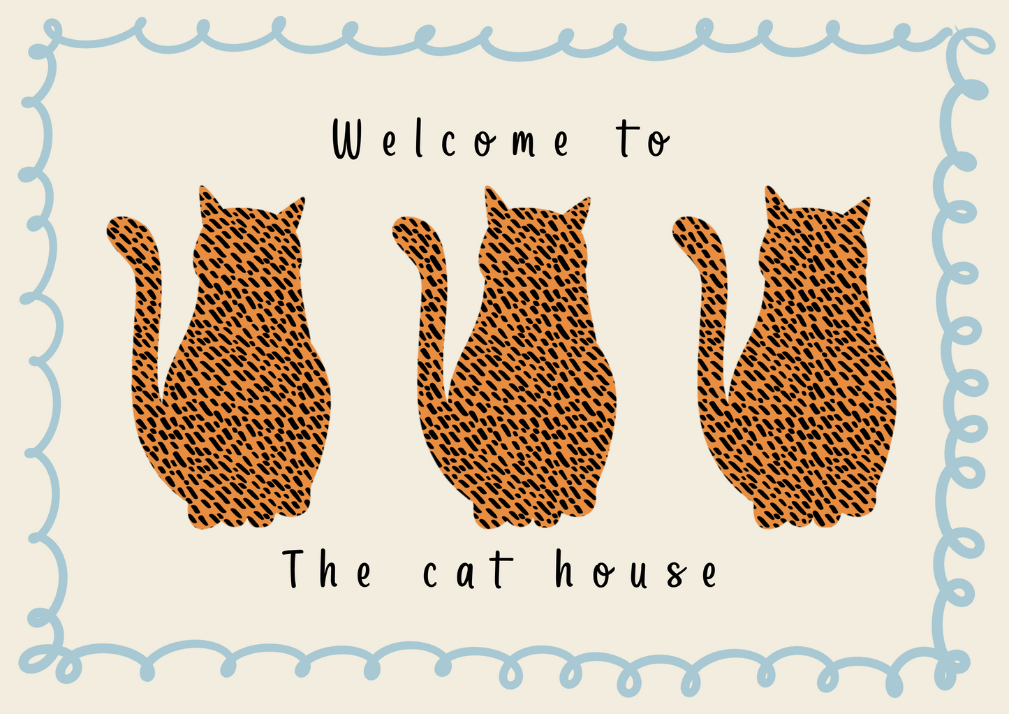 Welcome To The Cat House (Orange) Art Print, Unframed