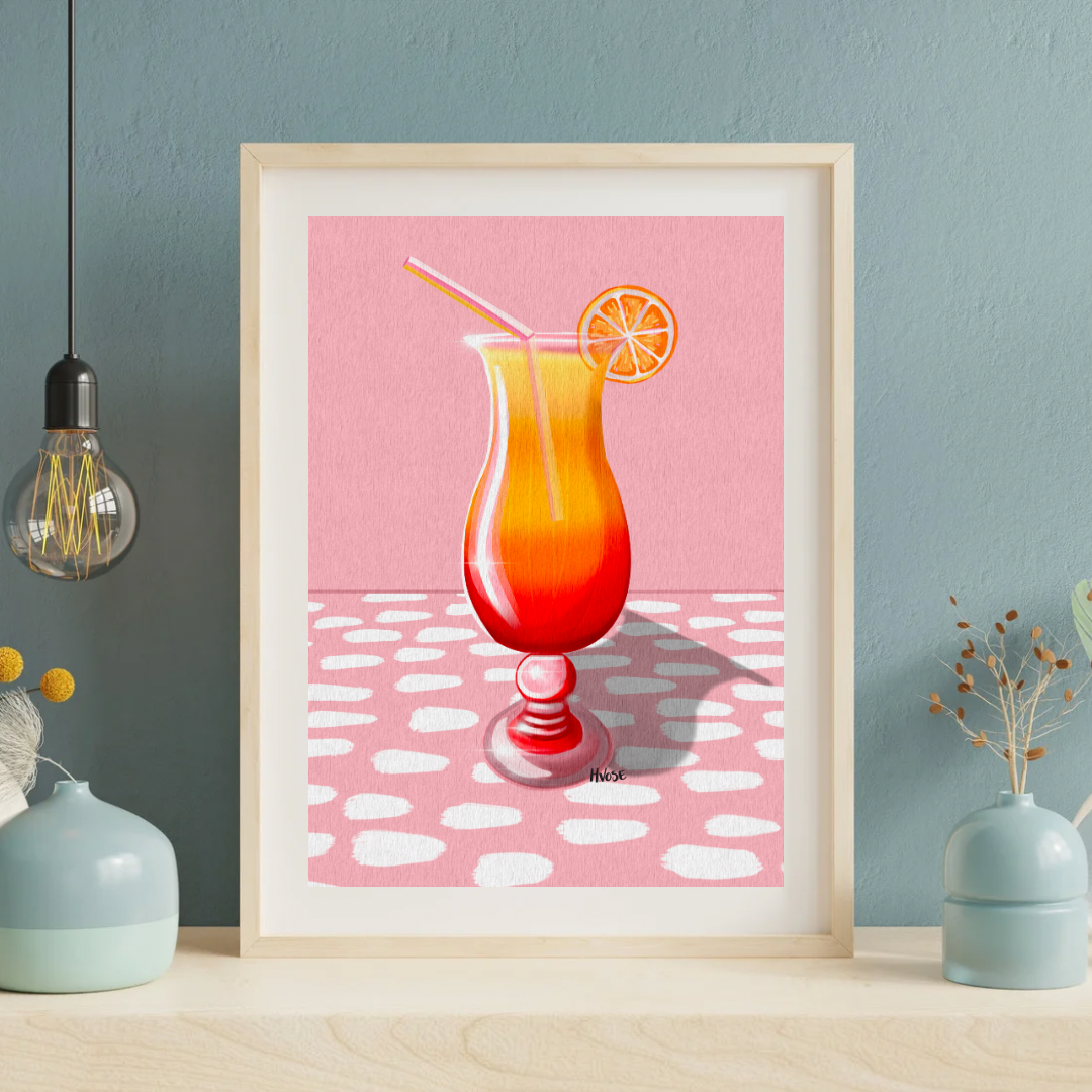 Sunset Cocktail Art Print, Unframed