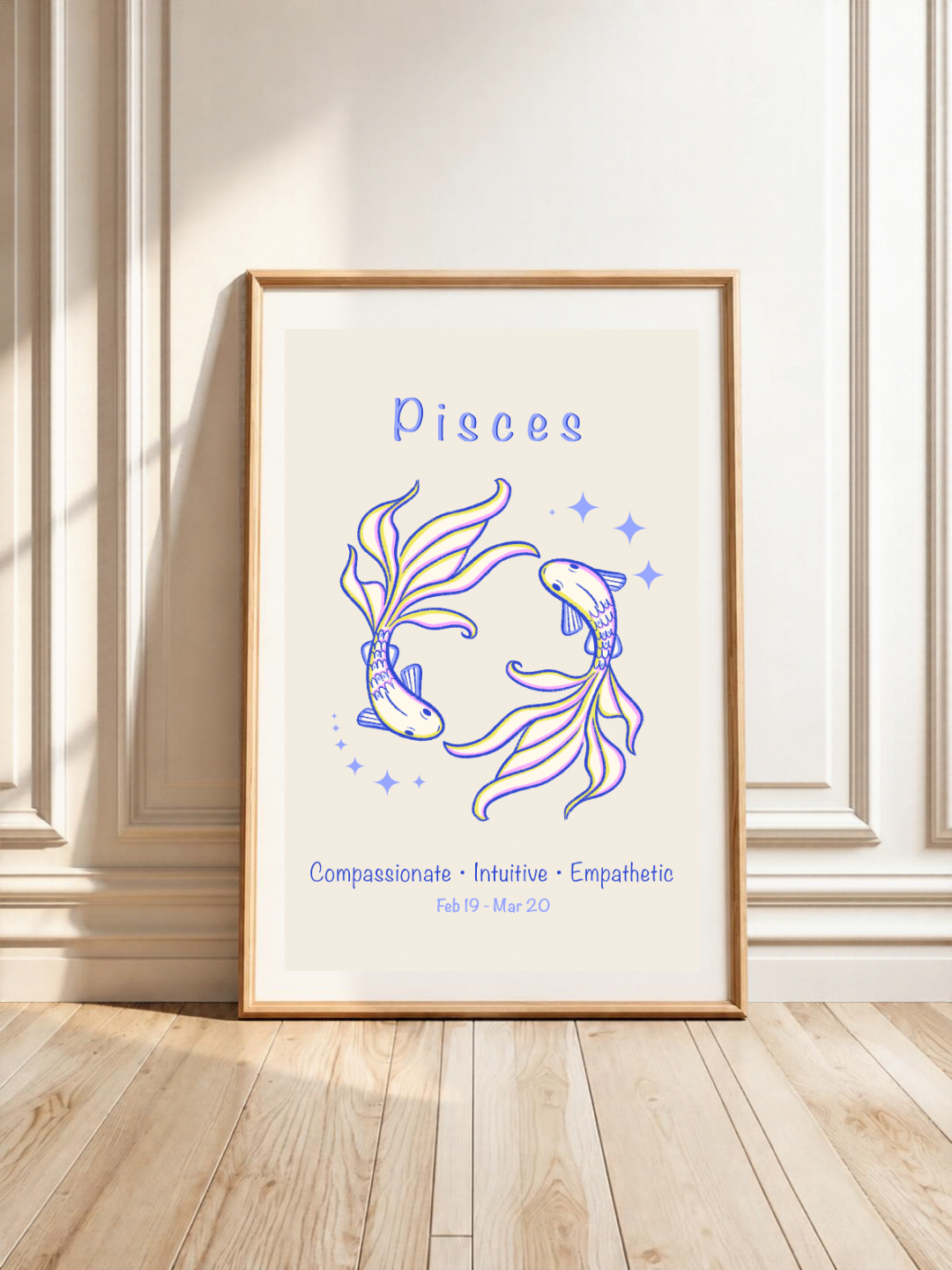 Pisces Zodiac Star Sign Art Print A4
