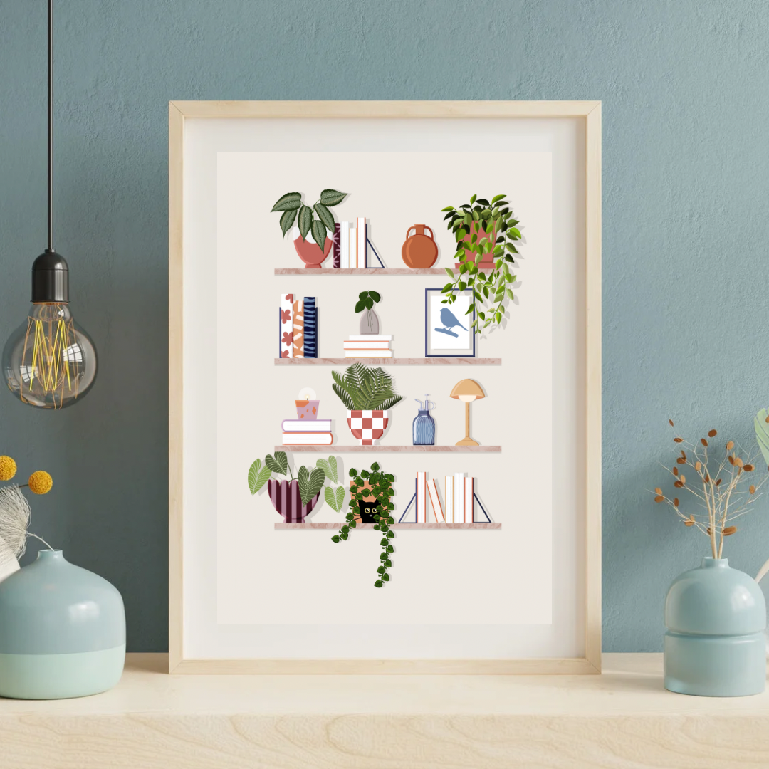 Cosy Bookshelves Art Print, Unframed