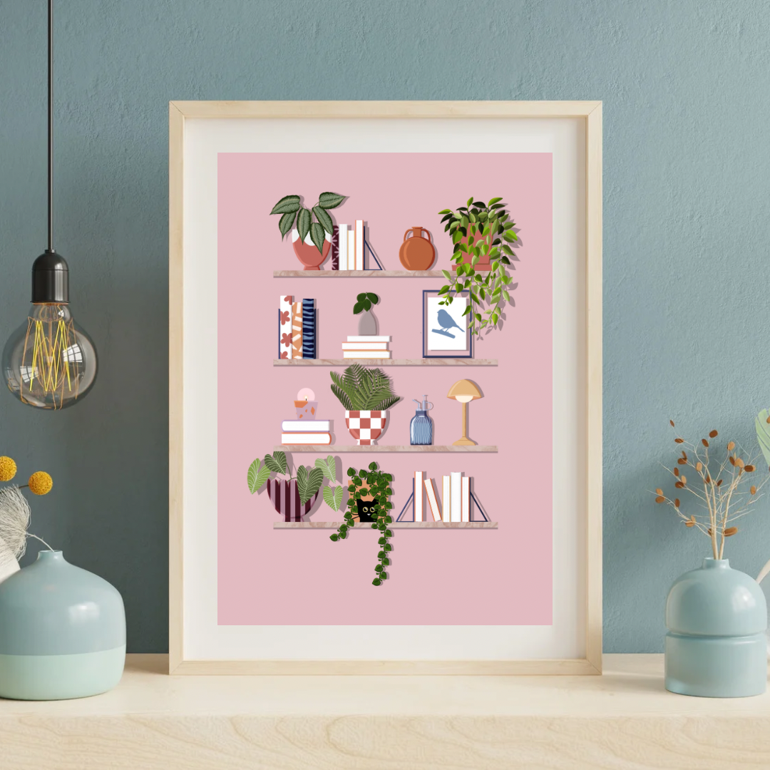 Cosy Bookshelves Art Print, Unframed