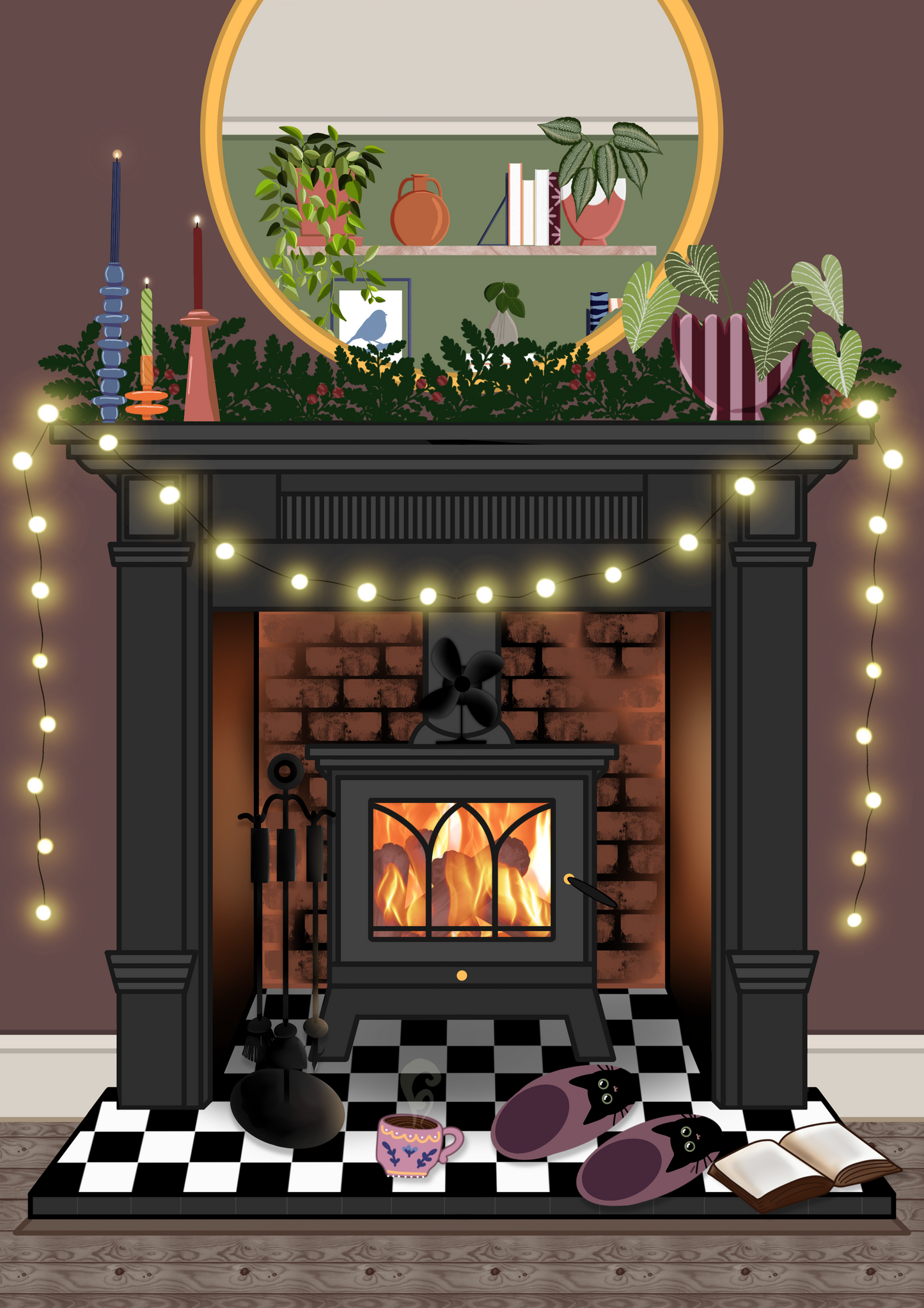 Cosy Fire Art Print, Unframed