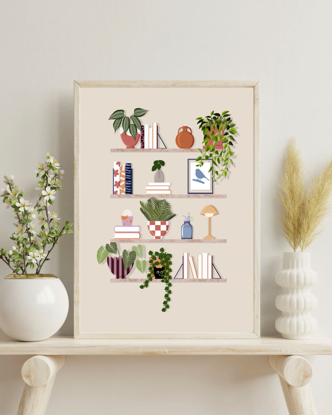 Cosy Bookshelves Art Print, Unframed