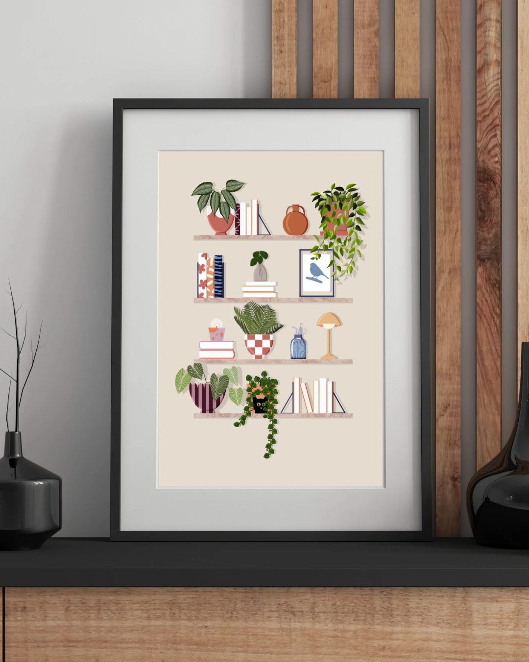 Cosy Bookshelves Art Print, Unframed