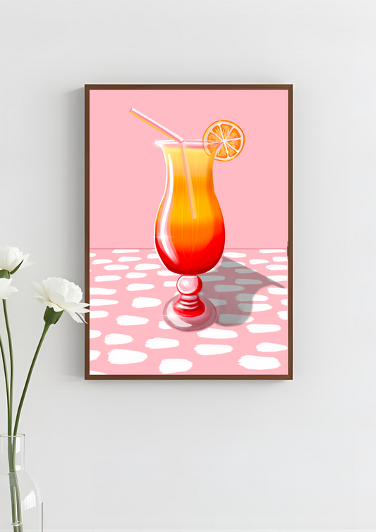 Sunset Cocktail Art Print, Unframed
