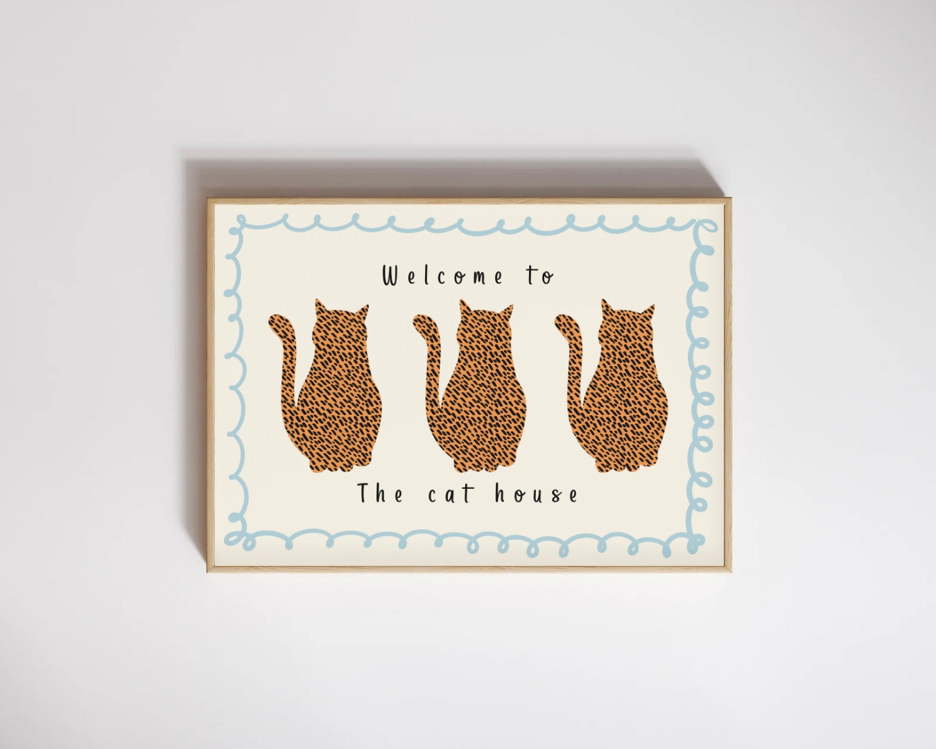 Welcome To The Cat House (Orange) Art Print, Unframed