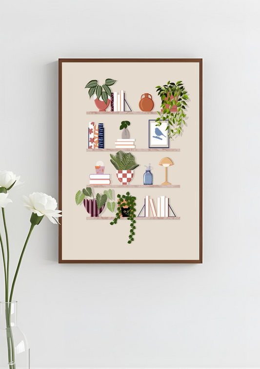 Cosy Bookshelves Art Print, Unframed