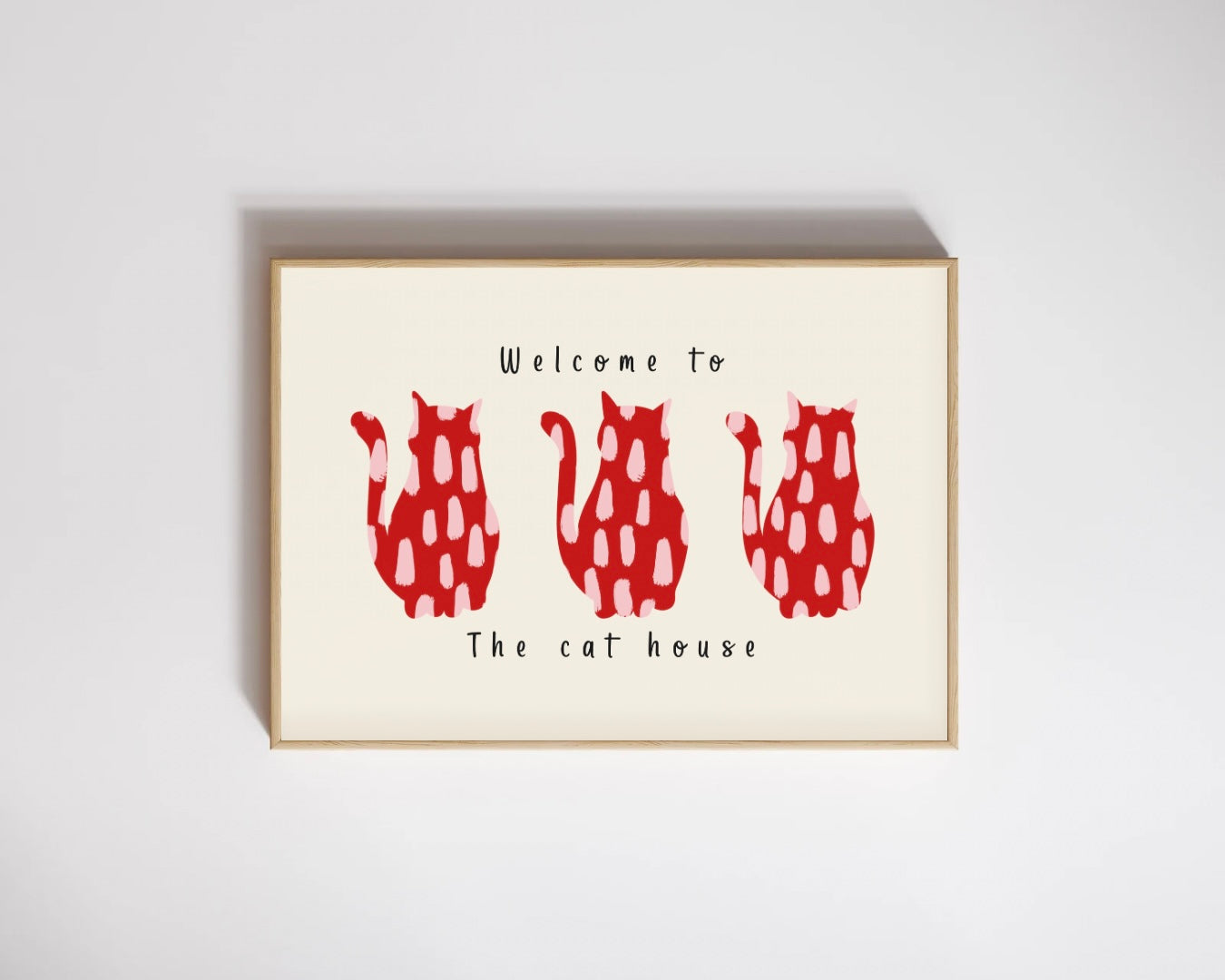 Welcome To The Cat House (Red) Art Print, Unframed