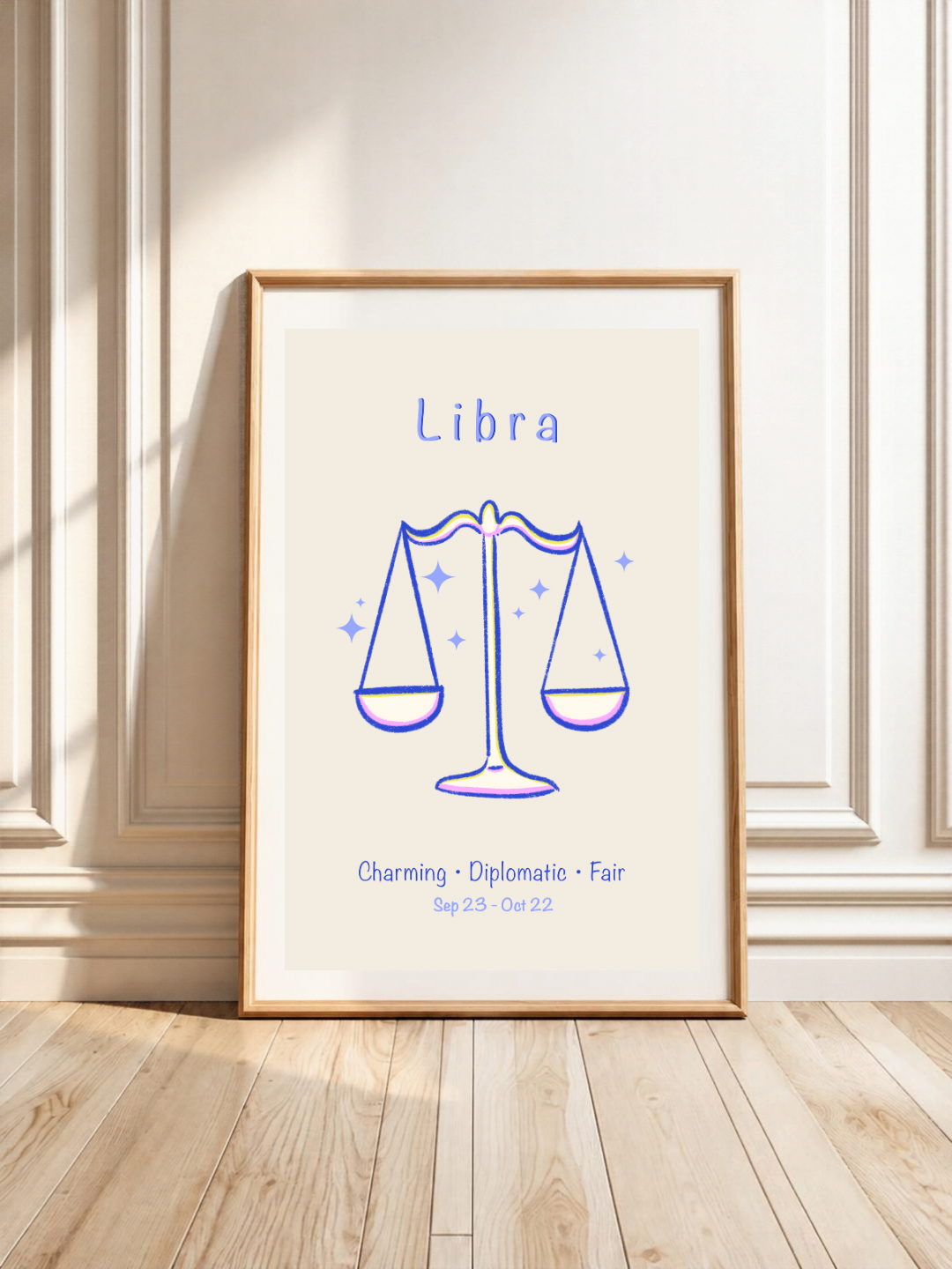 Libra Zodiac Star Sign Art Print A4