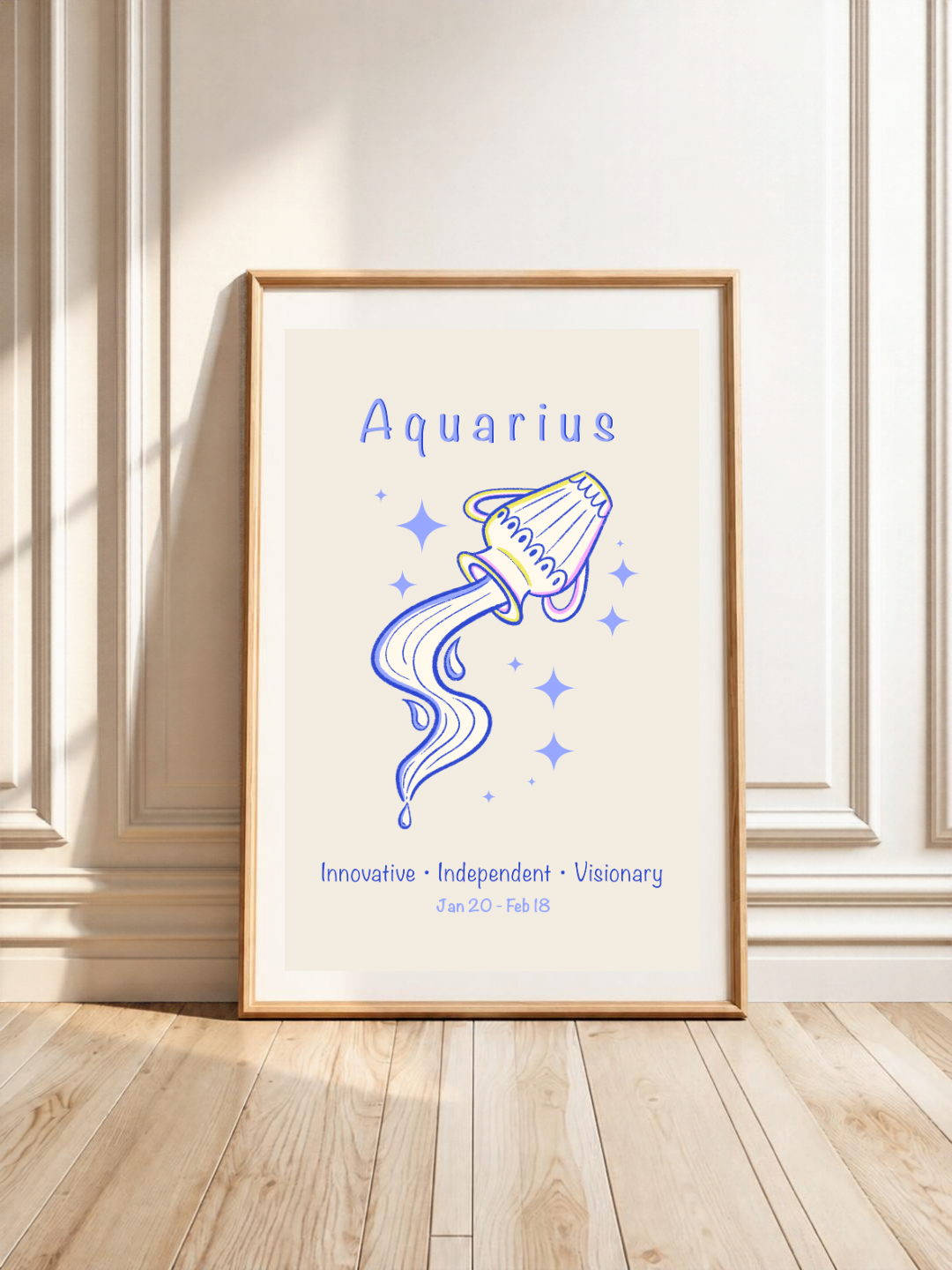 Aquarius Zodiac Star Sign Art Print A4