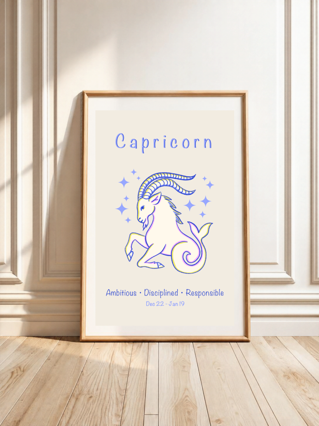 Capricorn Zodiac Star Sign Art Print A4
