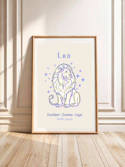 Leo Zodiac Star Sign Art Print A4