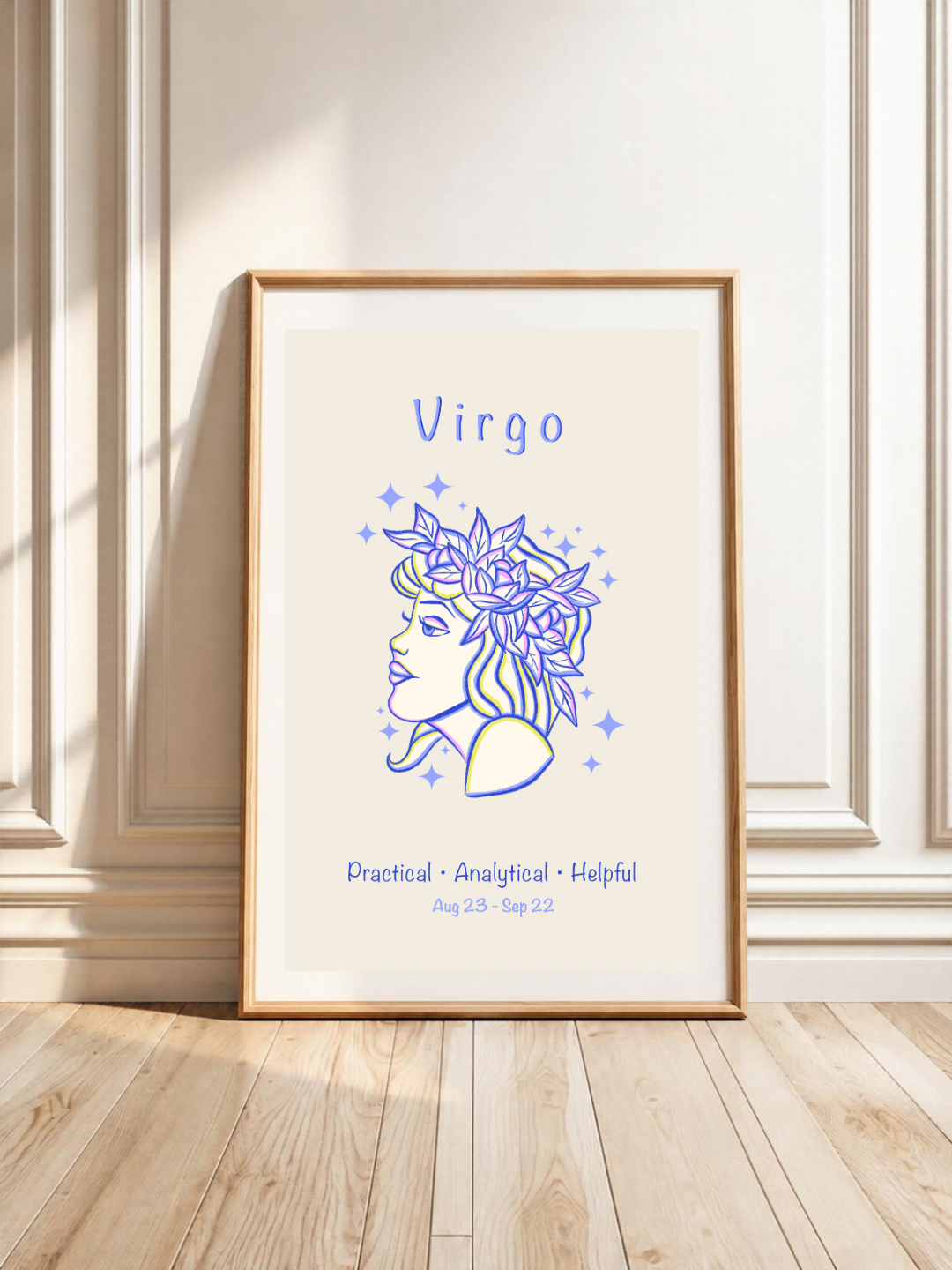 Virgo Zodiac Star Sign Art Print A4
