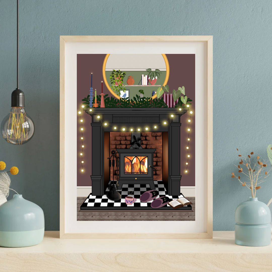 Cosy Fire Art Print, Unframed