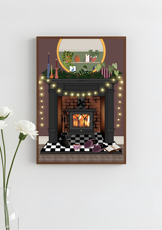 Cosy Fire Art Print, Unframed