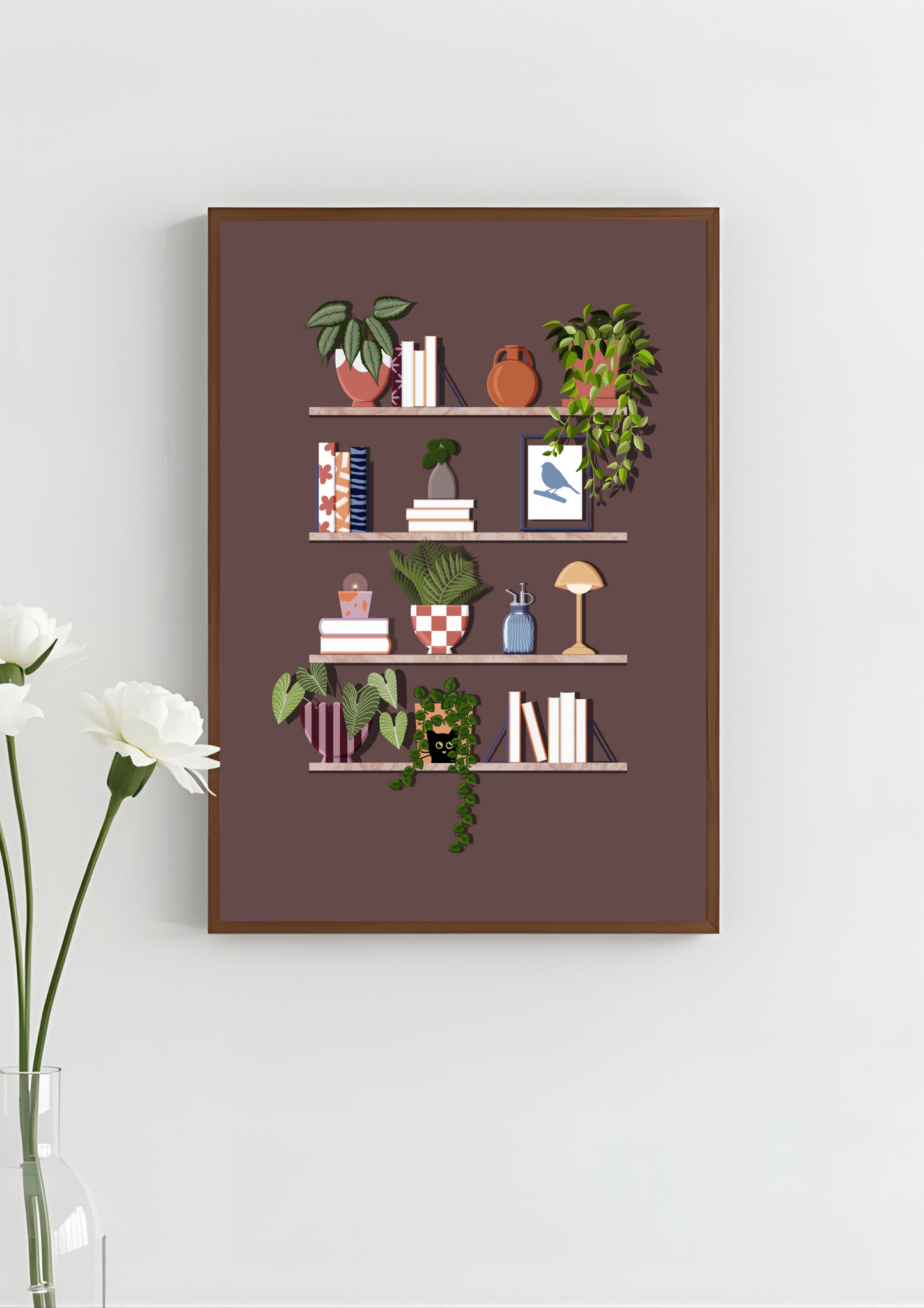 Cosy Bookshelves Art Print, Unframed