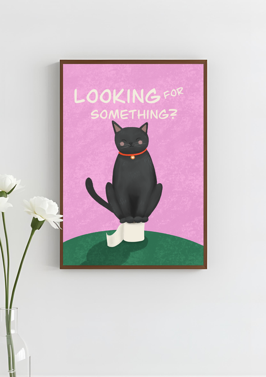 Black Cat Bathroom Art Print, Unframed