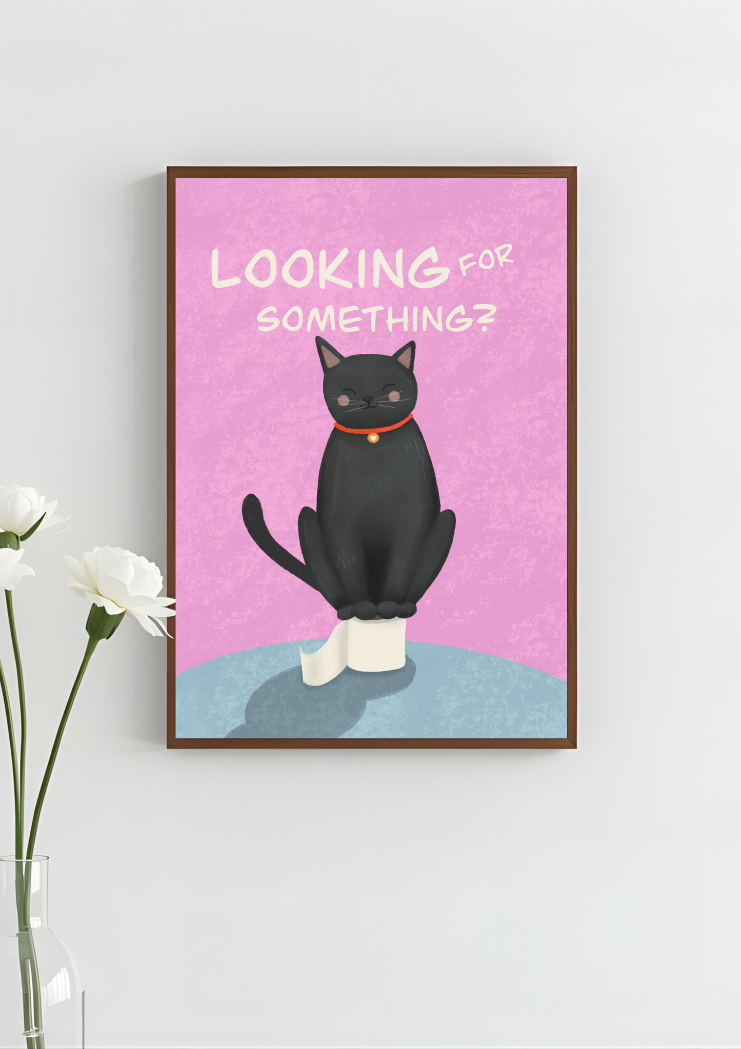 Black Cat Bathroom Art Print, Unframed